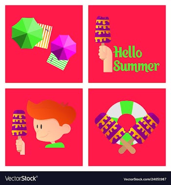 Summer time poster with cute summer in cartoon vector image