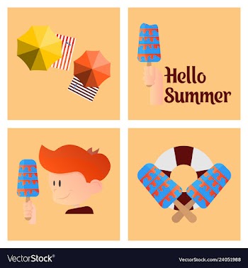 Summer time poster with cute summer in cartoon vector image