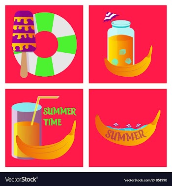 Summer time poster with cute summer in cartoon vector image