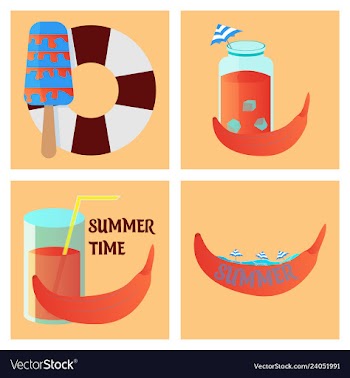 Summer time poster with cute summer in cartoon vector image