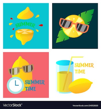 Summer time poster with cute summer in cartoon vector image