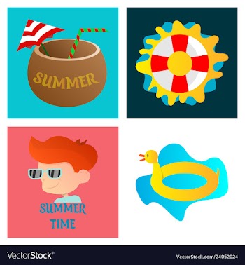 Summer time poster with cute summer in cartoon vector image