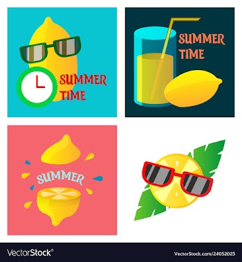 Summer time poster with cute summer in cartoon vector image