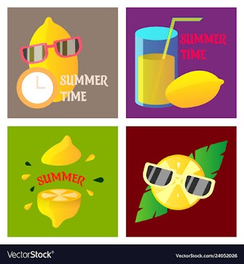 Summer time poster with cute summer in cartoon vector image