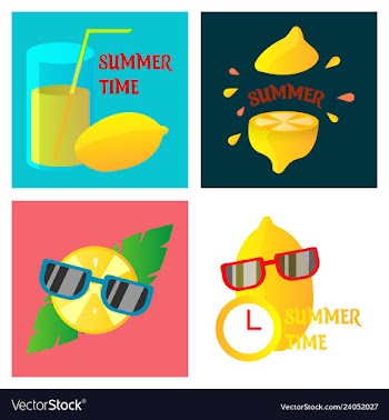 Summer time poster with cute summer in cartoon vector image