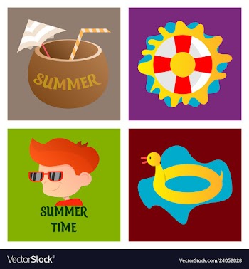 Summer time poster with cute summer in cartoon vector image