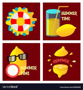 Summer time poster with cute summer in cartoon vector image