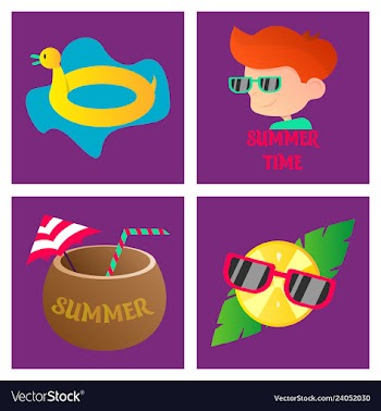 Summer time poster with cute summer in cartoon vector image