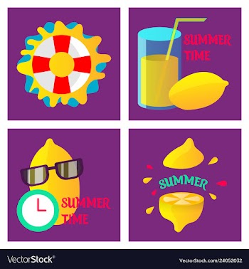 Summer time poster with cute summer in cartoon vector image