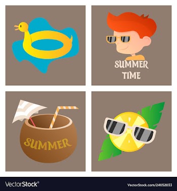 Summer time poster with cute summer in cartoon vector image