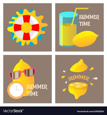Summer time poster with cute summer in cartoon vector image