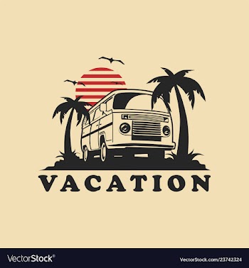 Summer vacation car logo template vector image