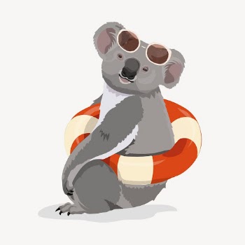 Summer vacation, koala Australian animal | Free PSD Illustration - rawpixel