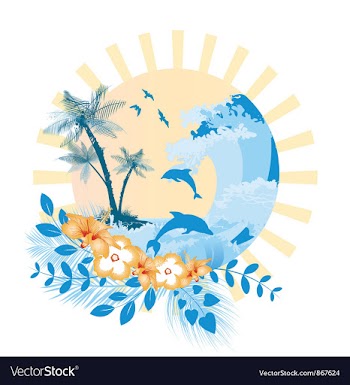 Summer with hibiscus vector image