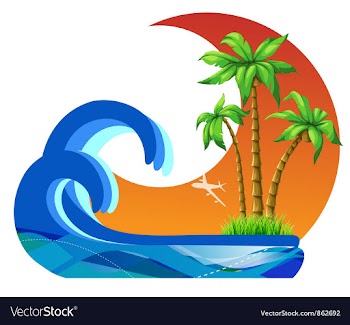 Summer with palm trees vector image