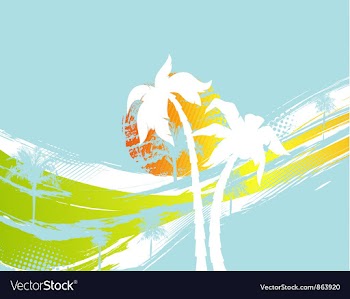 Summer with palm trees vector image