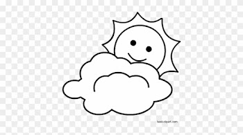 Sun And Cloud Black And White Clipart - White