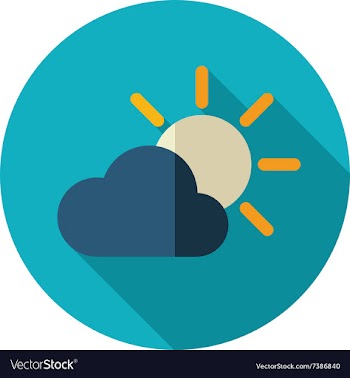 Sun and cloud flat icon Meteorology Weather vector image
