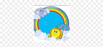 Sun And Clouds In Rainbow Circle Wall Mural • Pixers® - Sun