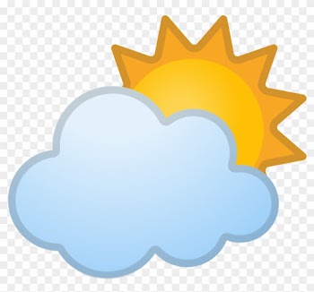 Sun Behind Cloud Icon - Vector Graphics
