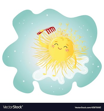 sun combs its rays blue delicate background