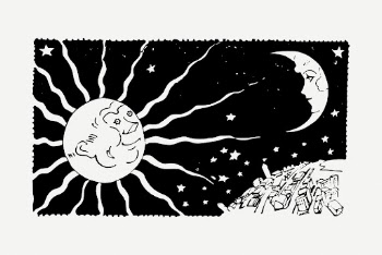 Sun, moon illustration, vintage celestial | Free PSD Illustration - rawpixel