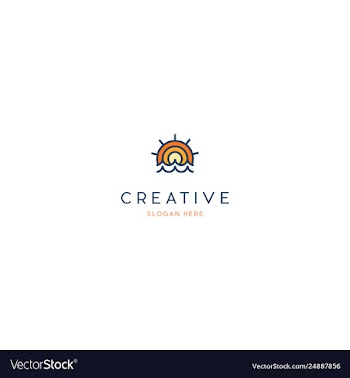 Sun ocean traveling creative logo design vector image