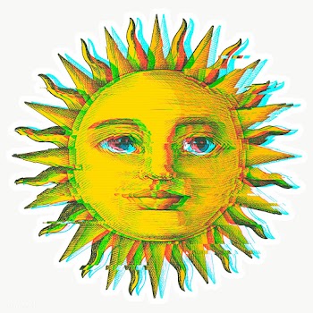 Sun with a face with a glitch effect sticker overlay with a white bord.. | Free  transparent png - 2355220
