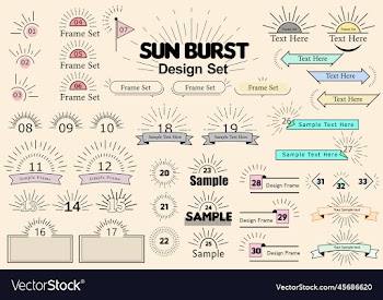 sunburst design set simple heading frame set