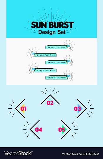 sunburst design set simple heading frame set