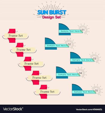 sunburst design set simple heading frame set