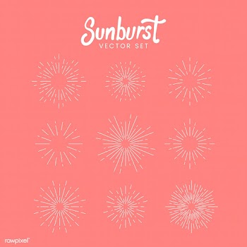 Sunburst vector set on pink | Free stock vector - 535005