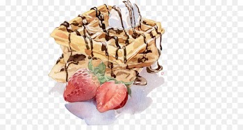 Sundae Waffle Gelato Watercolor painting Illustration - cake 