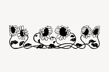 Sunflower border drawing, vintage illustration | Free Vector - rawpixel
