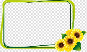Sunflower frame illustration, Common sunflower Summer Illustration, Sunflower Border transparent background PNG clipart