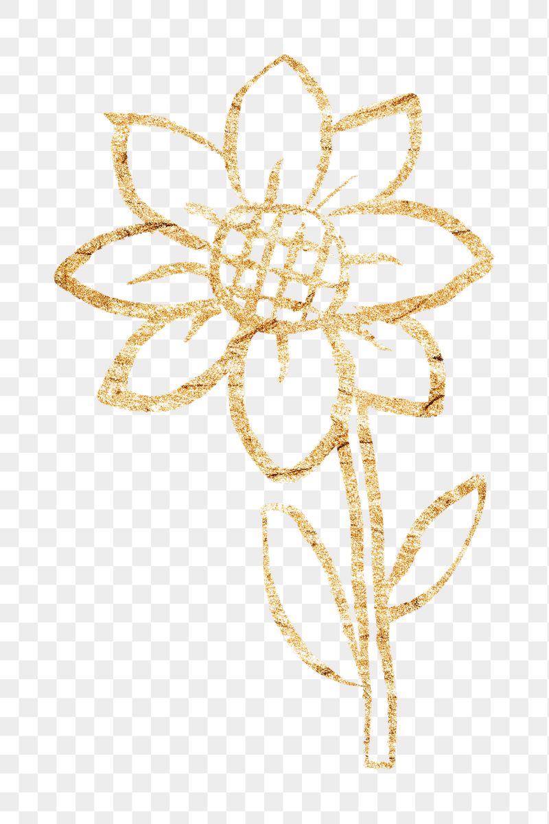 Sunflower png sticker, gold glittery | Free PNG Illustration - rawpixel