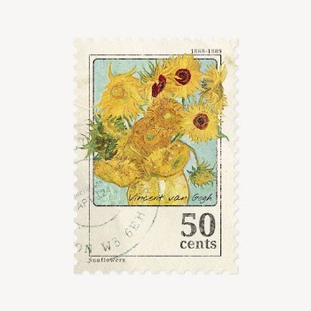 Sunflower, Van Gogh post stamp | Free PSD - rawpixel