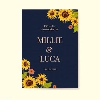 Sunflower wedding invitation card template | Free stock vector - 558738
