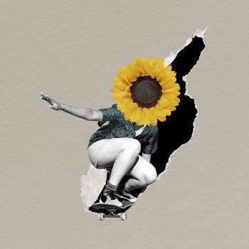 Sunflower woman skating clipart, surreal | Free Photo - rawpixel