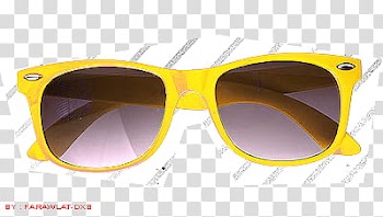 Sunglasess Stickers, brown sunglasses with yellow frames transparent background PNG clipart