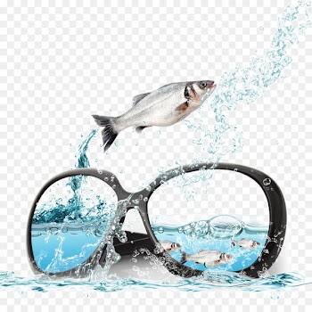 Sunglasses Advertising Poster - Sunglasses and fish in the ocean 