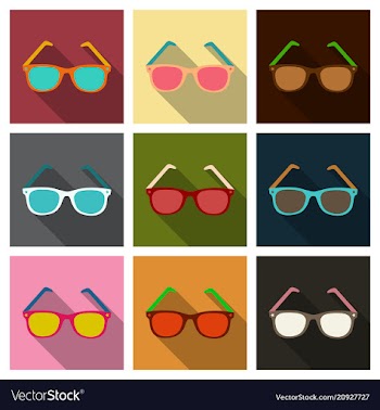 Sunglasses icon with long shadow flat design vector image