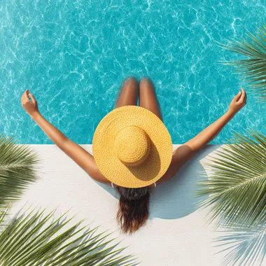 Sunlit Serenity: Woman by the Poolside Sunlit Serenity: Woman by the Poolside