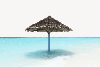 Sunny beach with parasol border, | Free PSD - rawpixel