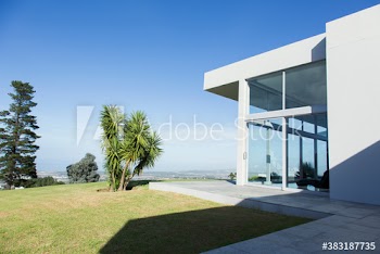 Sunny modern home showcase exterior