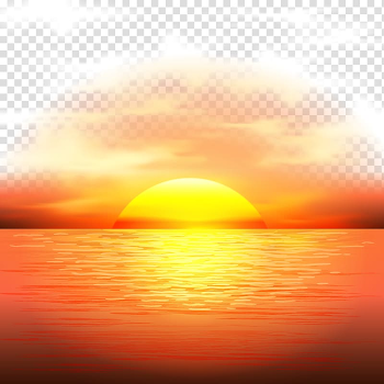 Sunset Adobe Illustrator, sunset, calm body of water during golden ...