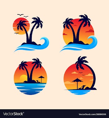 Sunset beach logo design vector image