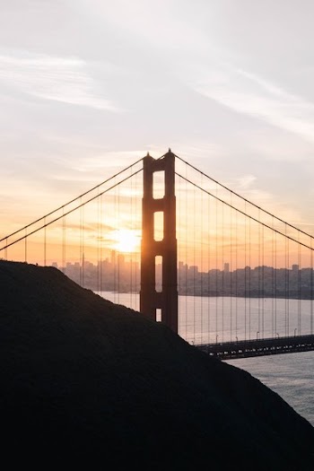 Sunset Behind Golden Gate Bridge