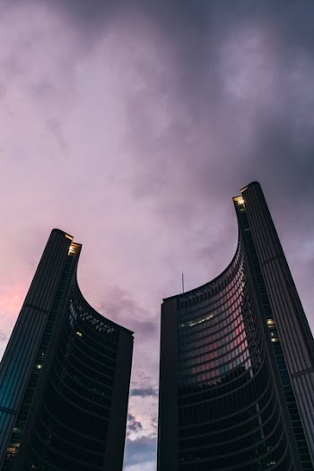 Sunset Behind Toronto City Hall