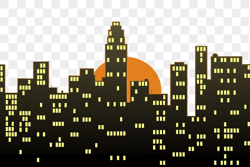 Sunset cityscape png sticker, transparent | Free PNG - rawpixel